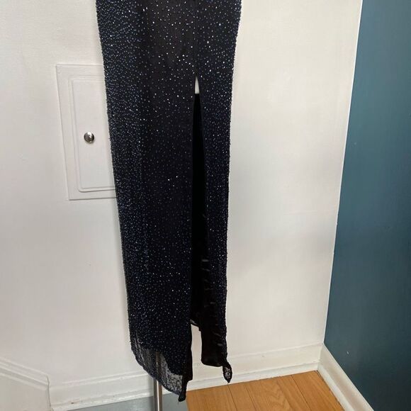 Scala Y2K Fully Beaded Silk Formal Dress Prom - Picture 9 of 15